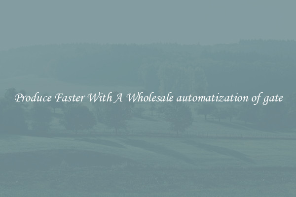 Produce Faster With A Wholesale automatization of gate