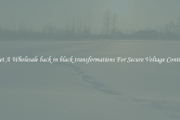 Get A Wholesale back in black transformations For Secure Voltage Control