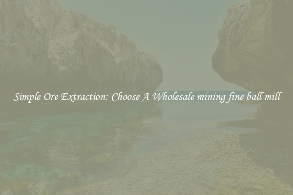 Simple Ore Extraction: Choose A Wholesale mining fine ball mill