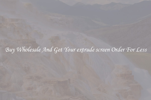 Buy Wholesale And Get Your extrude screen Order For Less