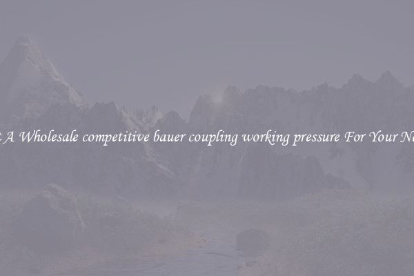 Get A Wholesale competitive bauer coupling working pressure For Your Needs